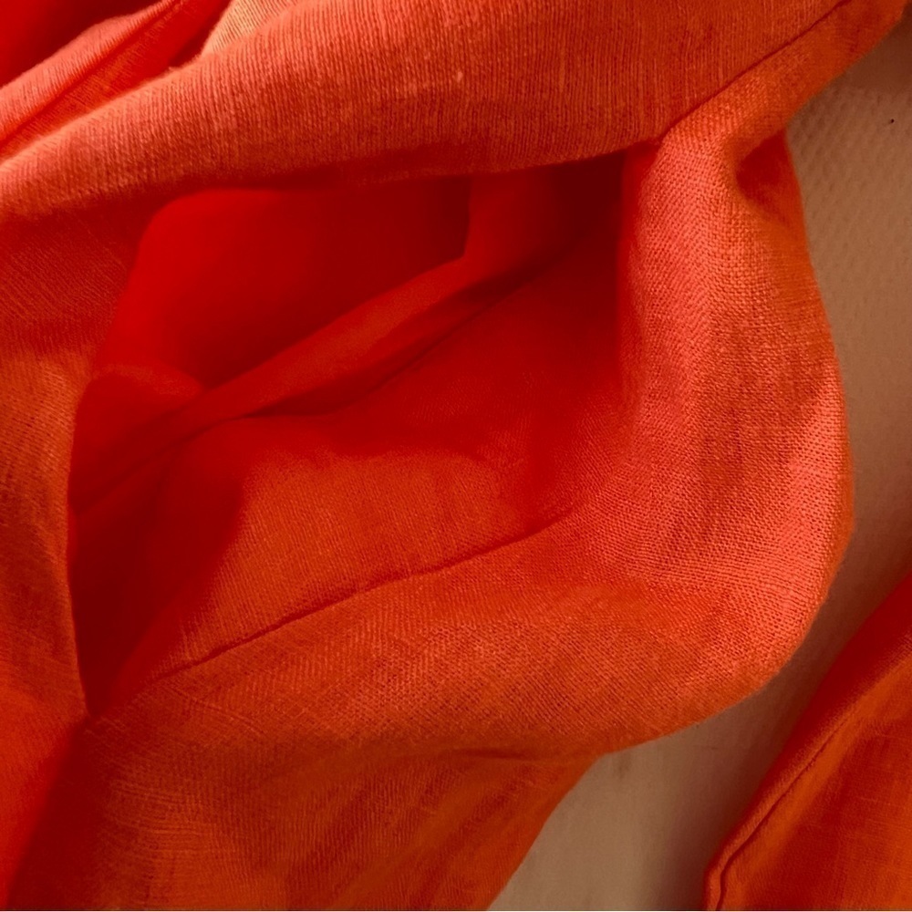 J.Crew Palermo Linen Smocked-Waist Dress Size Medium Fire Lily Color - Picture 10 of 15